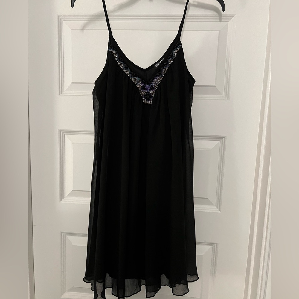 Express black slip with sheer overlay